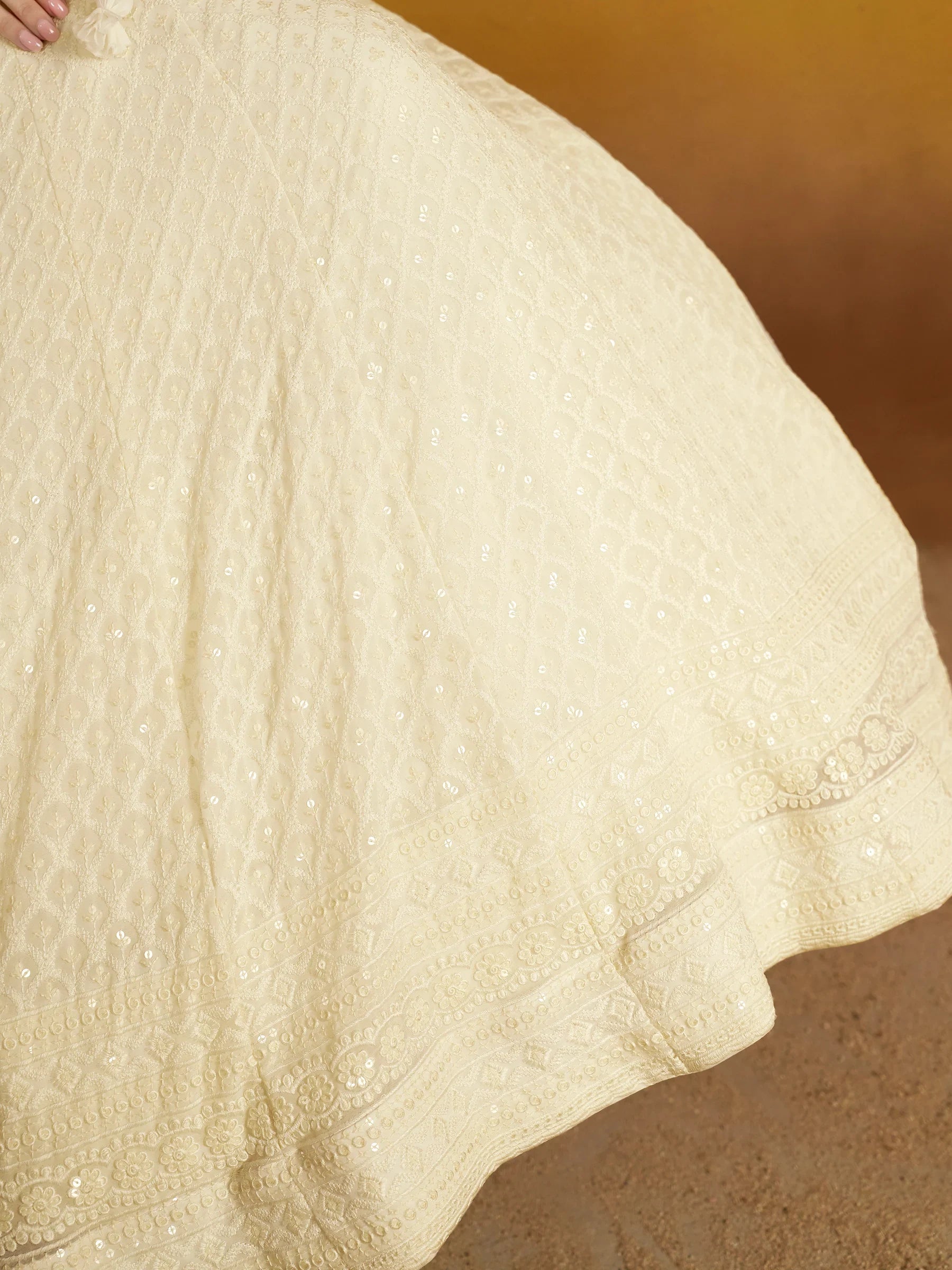 Enchanting Off-White Thread Work Georgette Traditional Lehenga Choli - Zeel Clothing