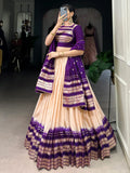 Enchanting Off-White Zari Weaving Chanderi Event Wear Lehenga Choli - Zeel Clothing