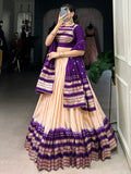 Enchanting Off-White Zari Weaving Chanderi Event Wear Lehenga Choli - Zeel Clothing