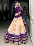 Enchanting Off-White Zari Weaving Chanderi Event Wear Lehenga Choli - Zeel Clothing