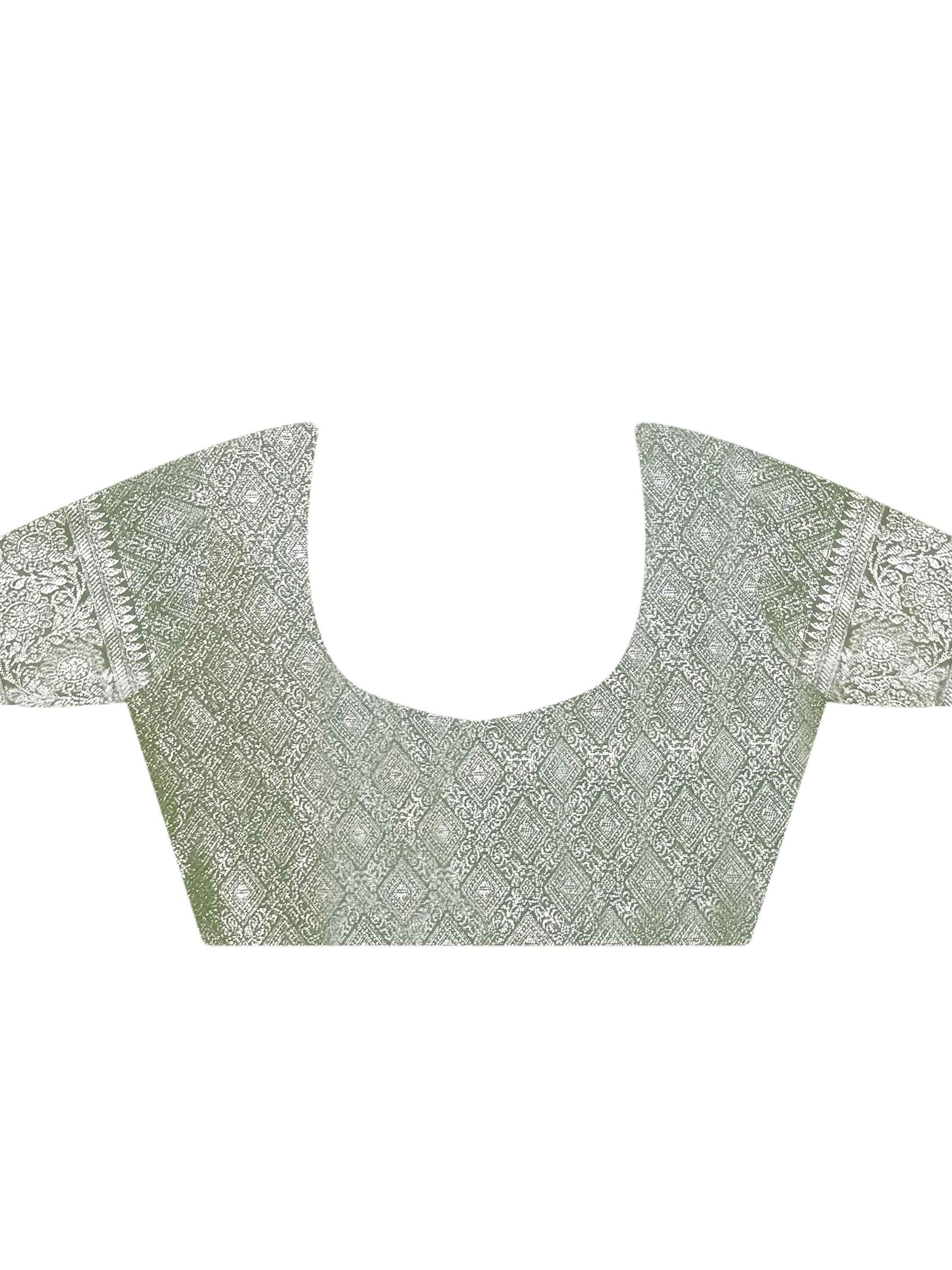 Enchanting Olive Green Zari Weaving Silk Banarasi Saree With Blouse - Zeel Clothing