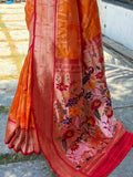 Enchanting Orange Woven Paithani Silk Wedding Wear Saree With Blouse - Zeel Clothing