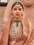 Enchanting Peach Zari Weaving Organza Saree With Blouse - Zeel Clothing