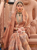 Enchanting Peach Zari Weaving Organza Saree With Blouse - Zeel Clothing