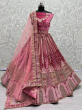 Enchanting Pink embroidered Work Velvet Lehenga Choli - Zeel Clothing