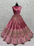 Enchanting Pink embroidered Work Velvet Lehenga Choli - Zeel Clothing