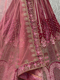 Enchanting Pink embroidered Work Velvet Lehenga Choli - Zeel Clothing