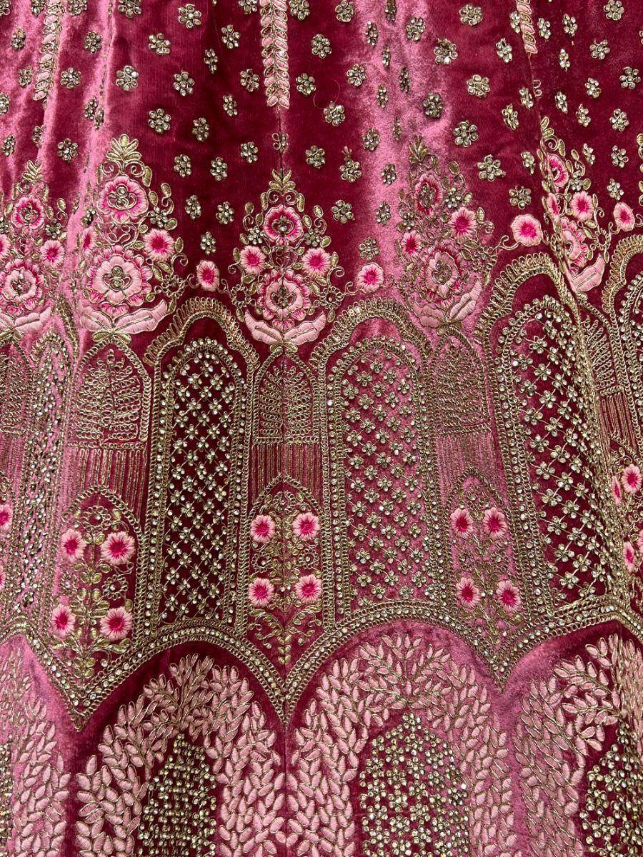 Enchanting Pink embroidered Work Velvet Lehenga Choli - Zeel Clothing