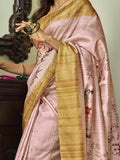 Enchanting Pink Floral Printed Function Wear Silk Saree With Blouse - Zeel Clothing