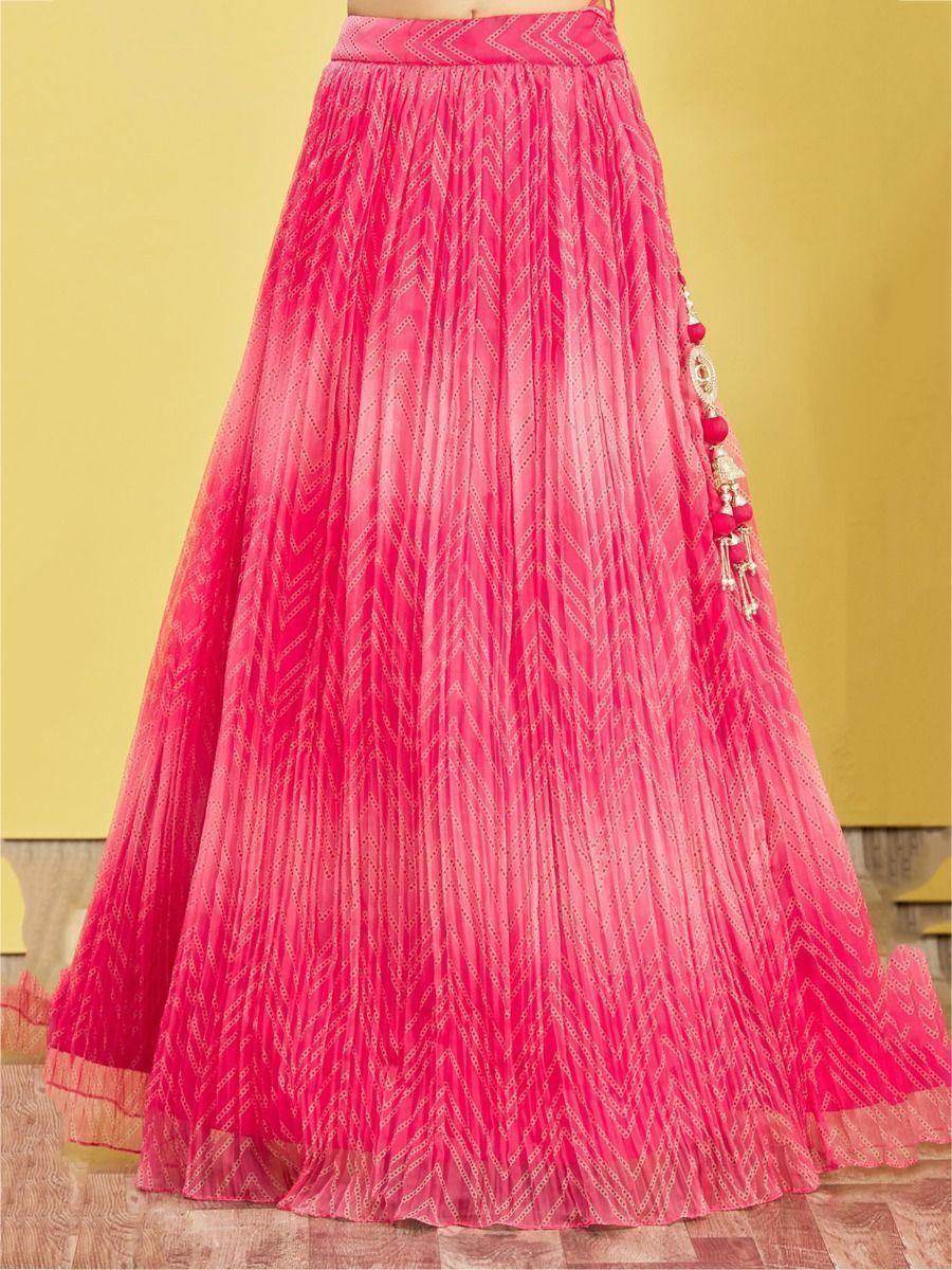 Enchanting Pink Mirror Work Organza Wedding Lehenga Choli - Zeel Clothing