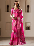 Enchanting Pink Printed Silk Traditional Saree With Blouse - Zeel Clothing