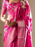 Enchanting Pink Printed Silk Traditional Saree With Blouse - Zeel Clothing