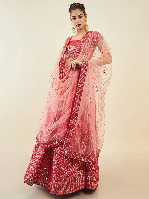 Enchanting Pink Sequins Art Silk Festival Wear Lehenga Choli - Zeel Clothing