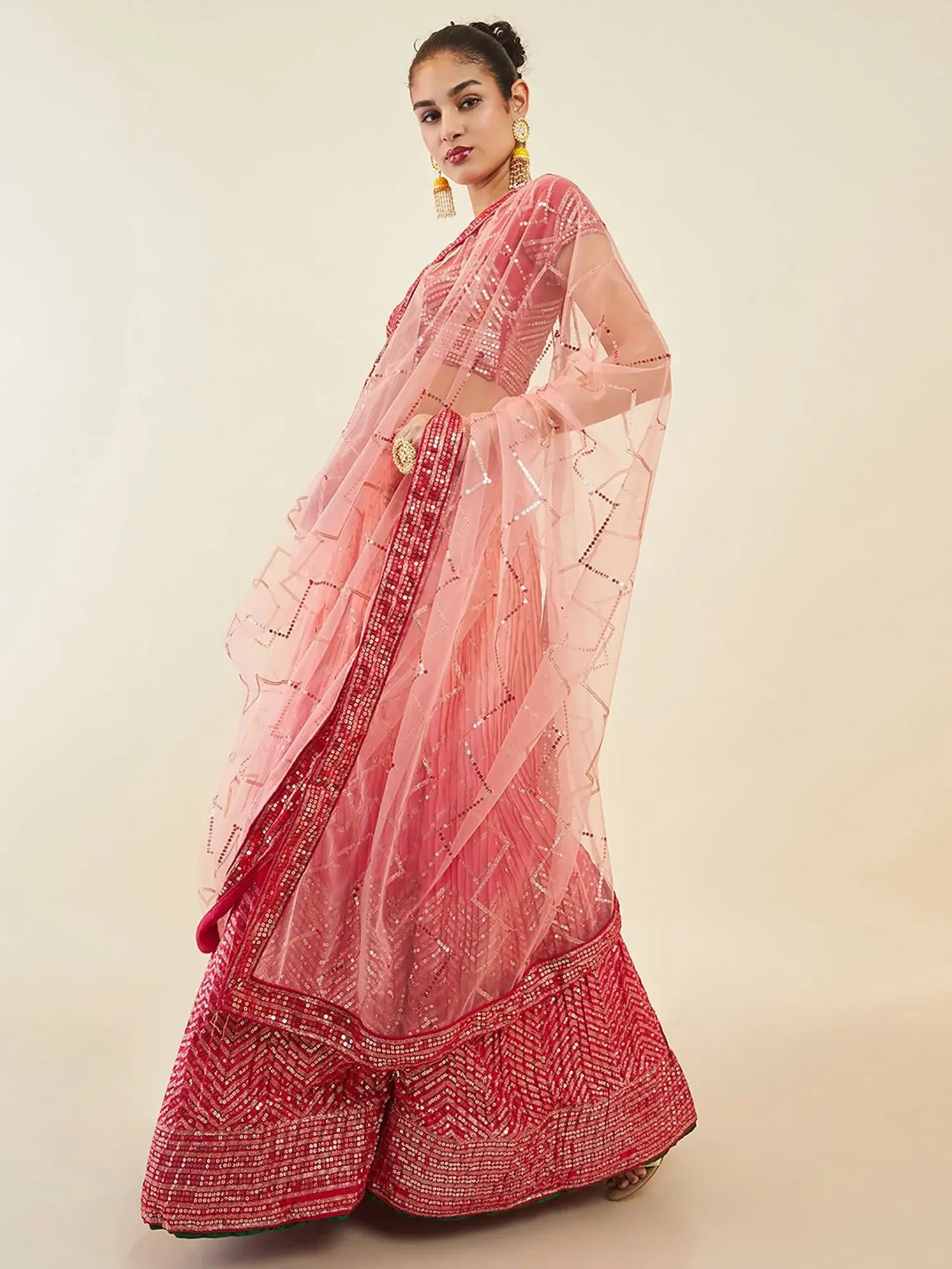 Enchanting Pink Sequins Art Silk Festival Wear Lehenga Choli - Zeel Clothing