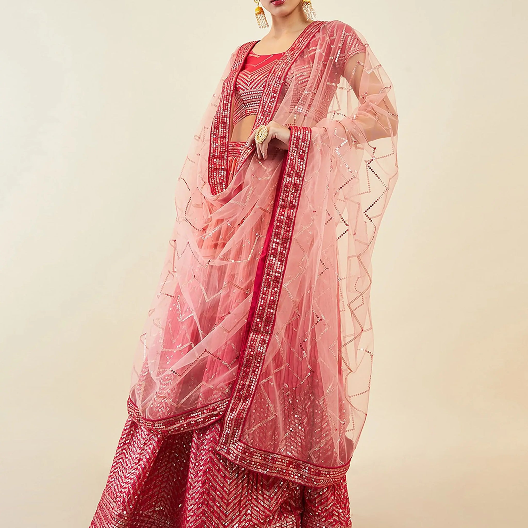 Enchanting Pink Sequins Art Silk Festival Wear Lehenga Choli - Zeel Clothing