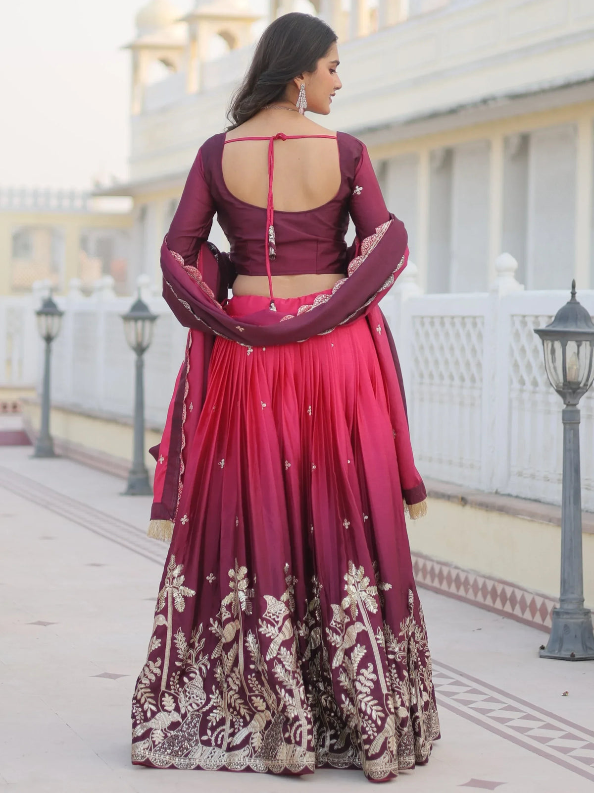 Enchanting Pink Sequins Chinon Engagement Wear Lehenga Choli With Dupatta - Zeel Clothing
