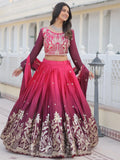 Enchanting Pink Sequins Chinon Engagement Wear Lehenga Choli With Dupatta - Zeel Clothing