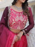Enchanting Pink Sequins Chinon Engagement Wear Lehenga Choli With Dupatta - Zeel Clothing