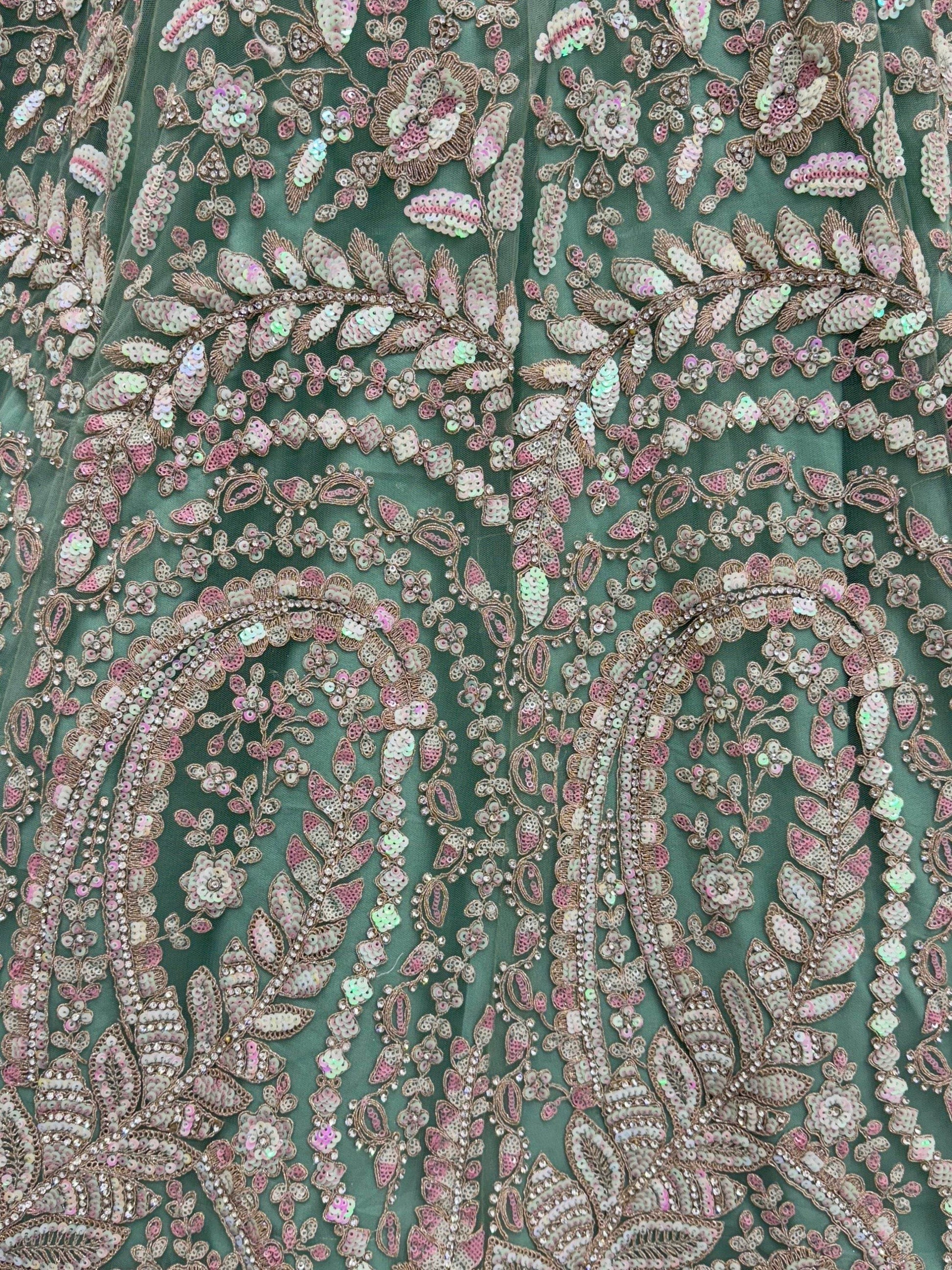 Enchanting Pista Green Sequins Net Reception Wear Lehenga Choli With Dupatta - Zeel Clothing
