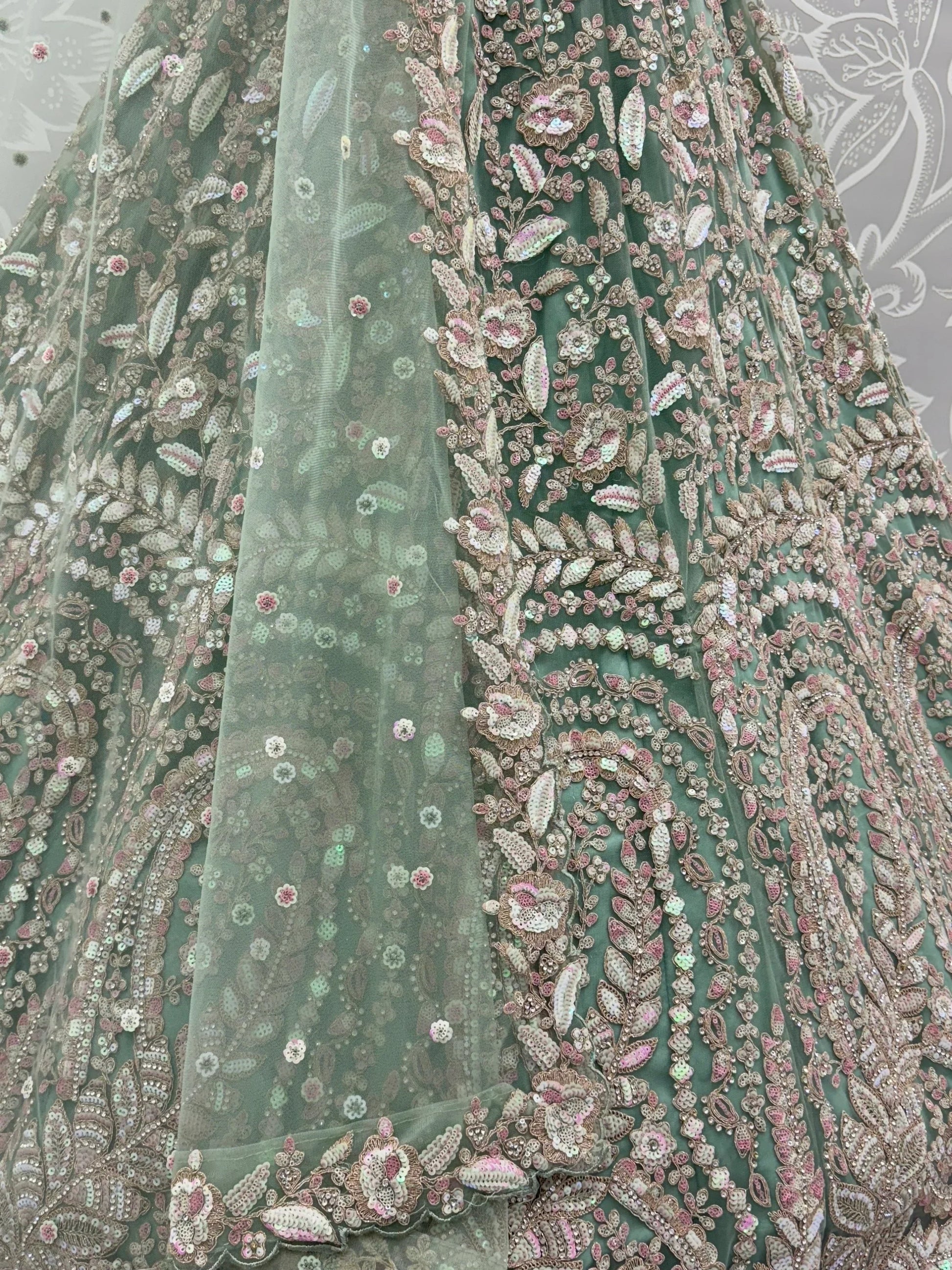 Enchanting Pista Green Sequins Net Reception Wear Lehenga Choli With Dupatta - Zeel Clothing