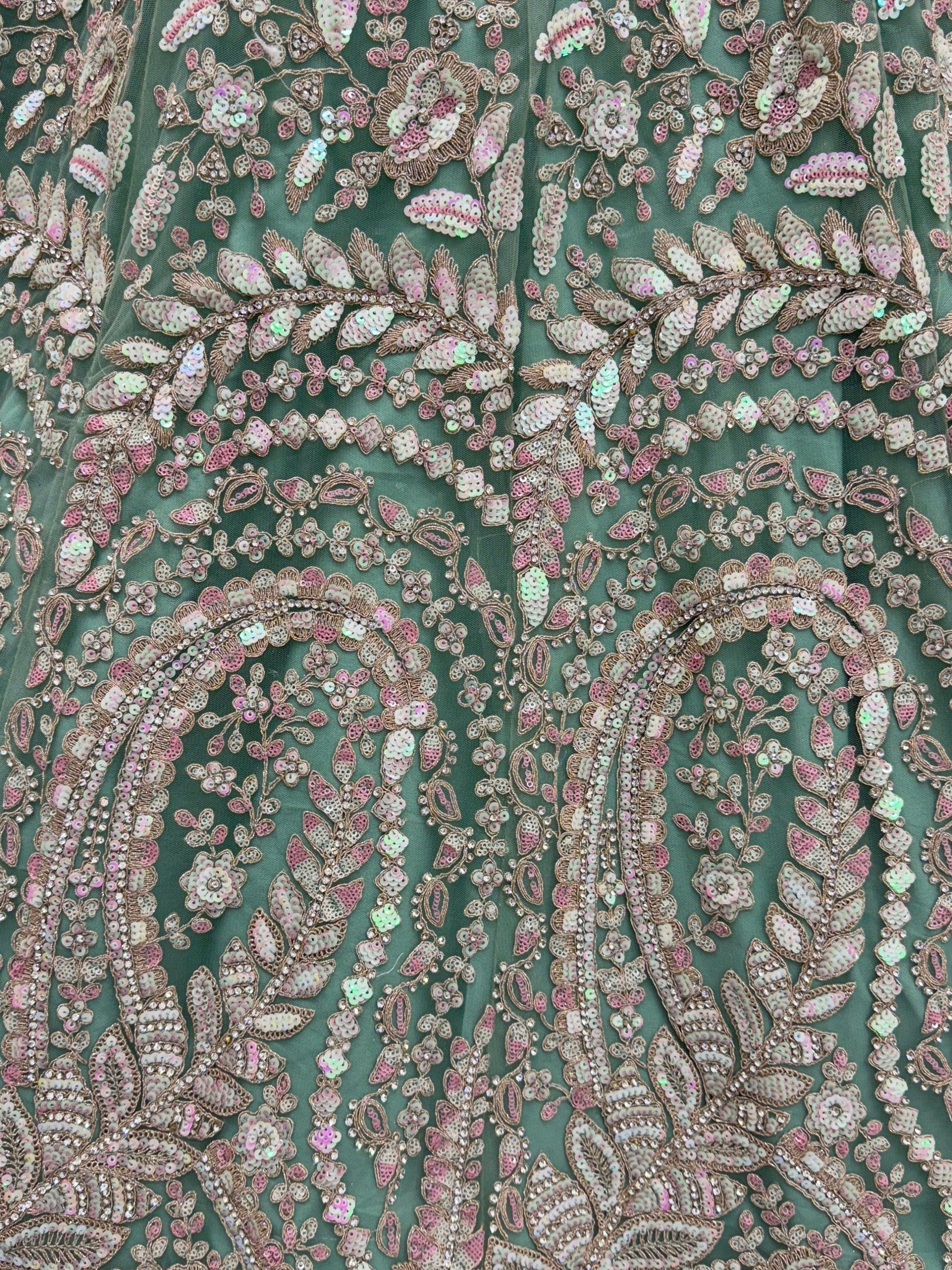 Enchanting Pista Green Sequins Net Reception Wear Lehenga Choli With Dupatta - Zeel Clothing