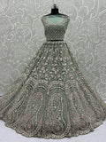 Enchanting Pista Green Sequins Net Reception Wear Lehenga Choli With Dupatta - Zeel Clothing