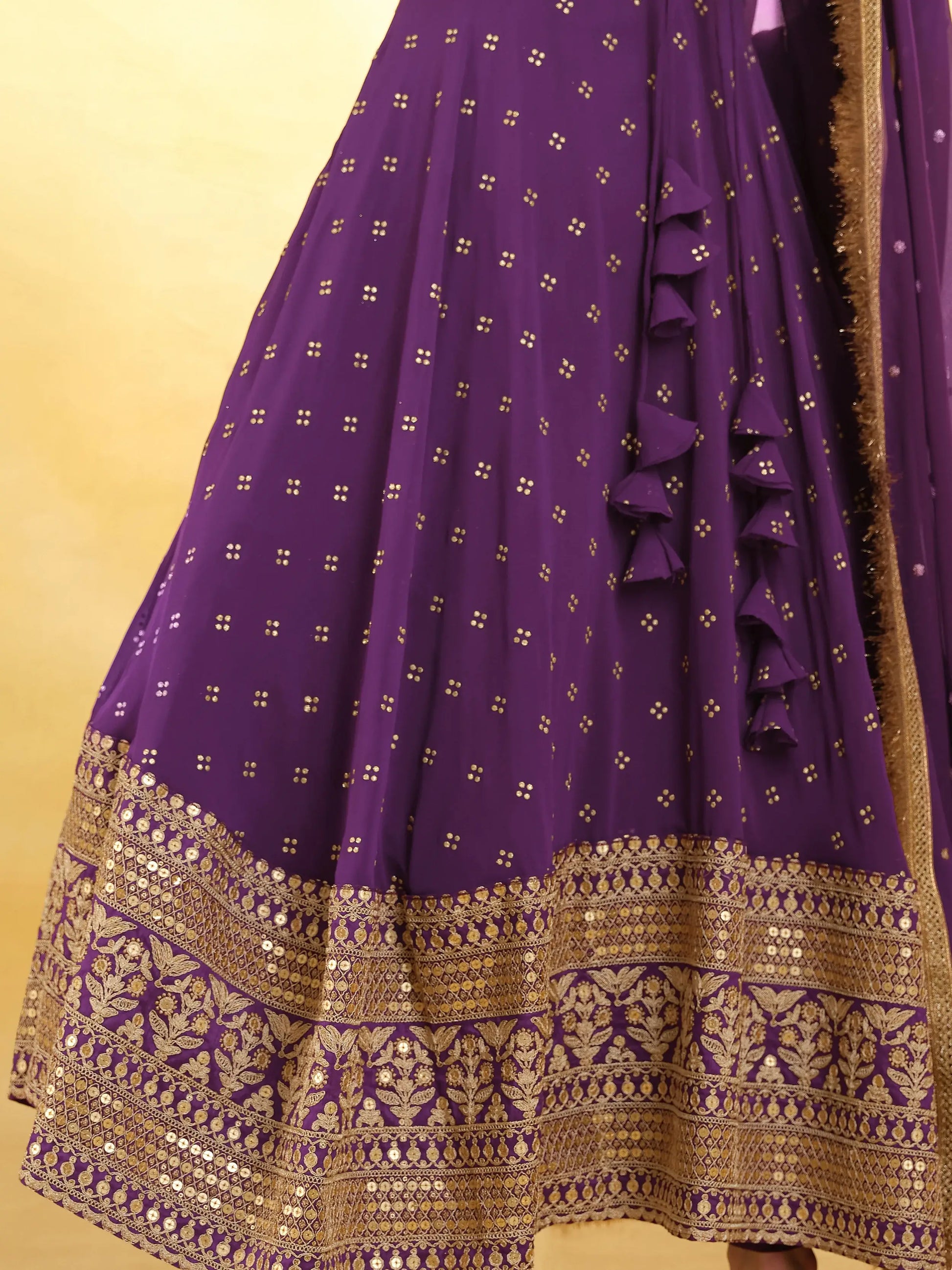Enchanting Purple Embroidered Georgette Reception Wear Salwar Suit - Zeel Clothing