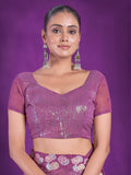 Enchanting Purple Sequins Organza Event Wear Saree With Blouse - Zeel Clothing