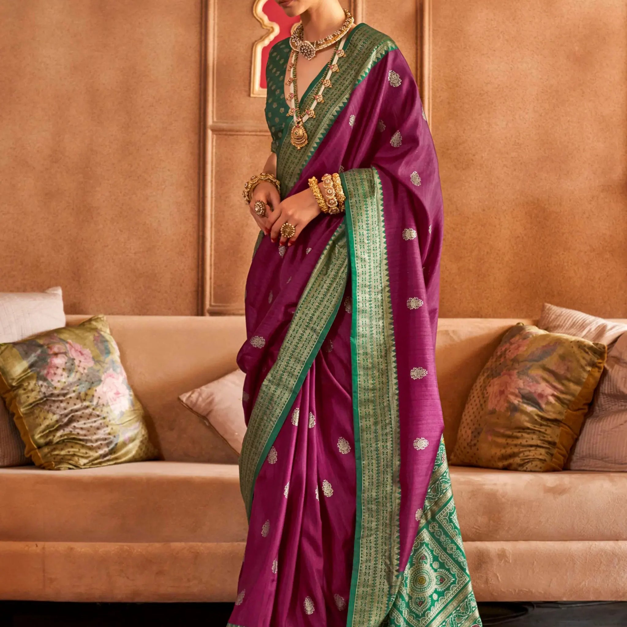 Enchanting Purple Zari Weaving Patola Silk Saree With Blouse - Zeel Clothing