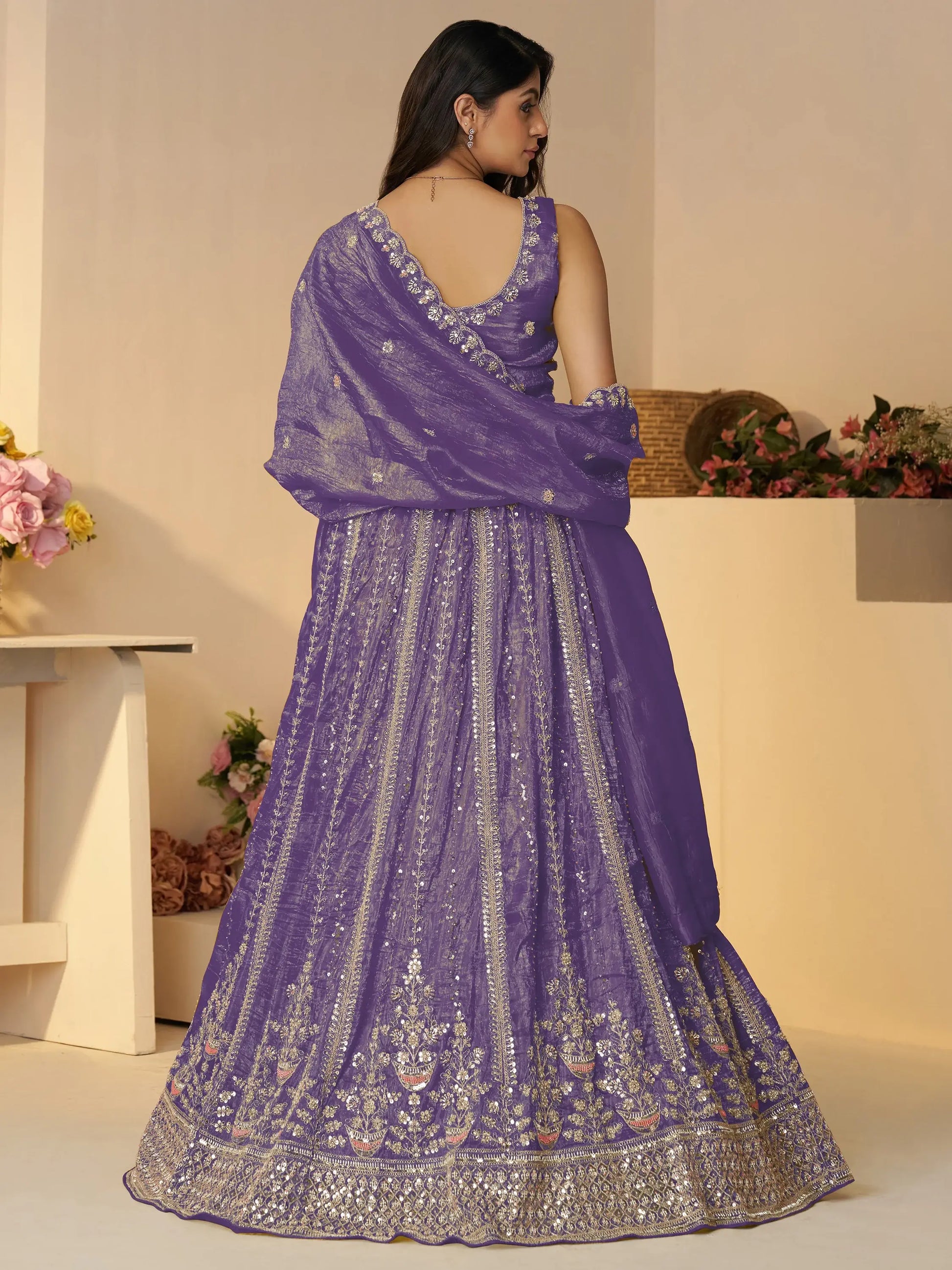 Enchanting Purple Zari Work Silk Engagement Wear Lehenga Choli - Zeel Clothing