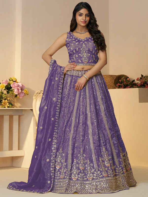 Enchanting Purple Zari Work Silk Engagement Wear Lehenga Choli - Zeel Clothing