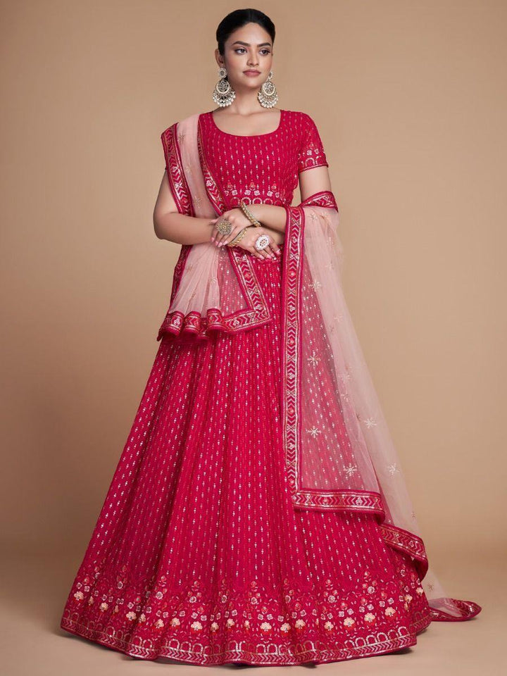 Enchanting Rani Pink Embroidery Georgette Wedding Lehenga Choli