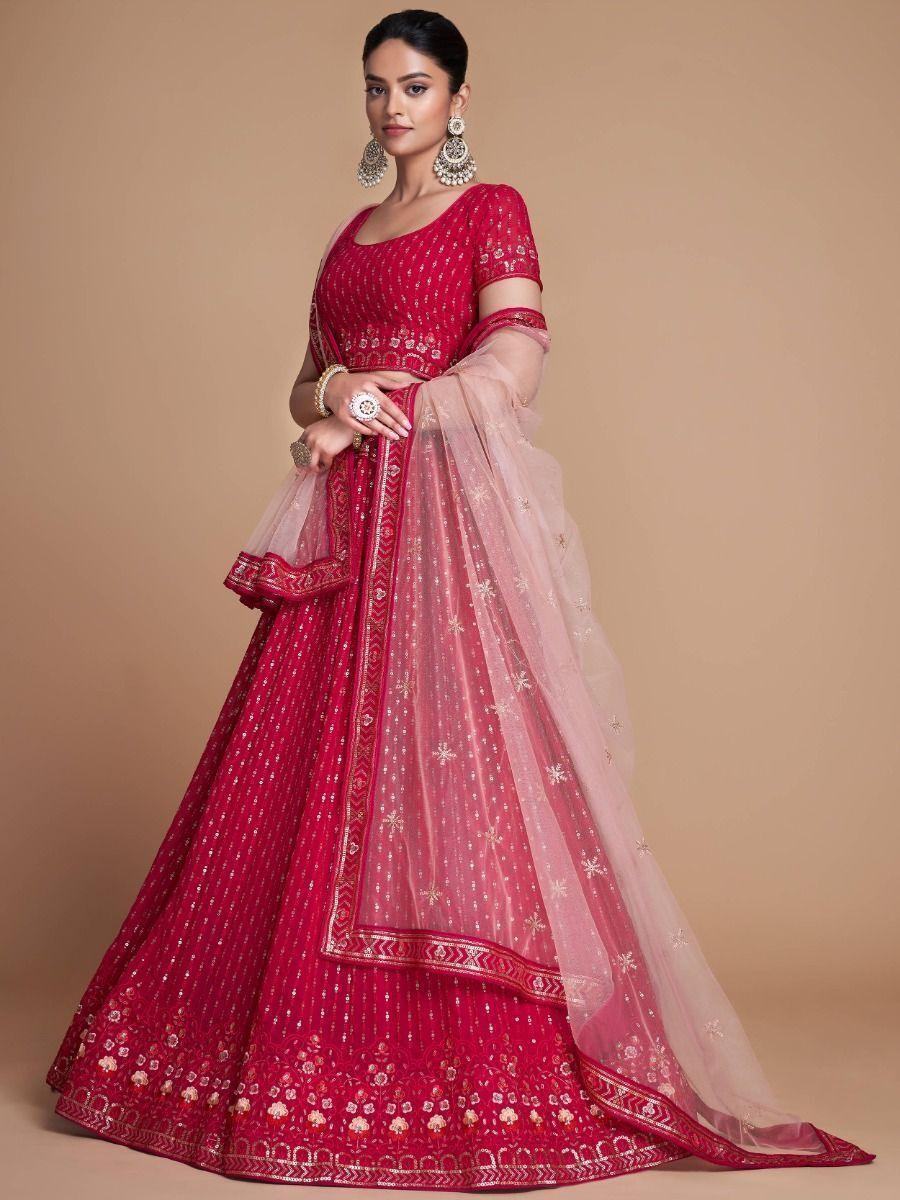Enchanting Rani Pink Embroidery Georgette Wedding Lehenga Choli