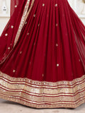Enchanting Red Sequins Georgette Bridal Wear Lehenga Choli - Zeel Clothing