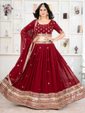 Enchanting Red Sequins Georgette Bridal Wear Lehenga Choli - Zeel Clothing