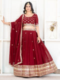 Enchanting Red Sequins Georgette Bridal Wear Lehenga Choli - Zeel Clothing