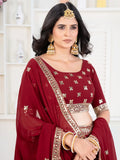 Enchanting Red Sequins Georgette Bridal Wear Lehenga Choli - Zeel Clothing