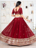 Enchanting Red Sequins Georgette Bridal Wear Lehenga Choli - Zeel Clothing