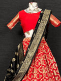 Enchanting Red Zari Weaving Banarasi Silk Lehenga Choli With Dupatta - Zeel Clothing