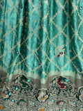 Enchanting Sea Green Mirror Work Georgette Festive Wear Lehenga With Blouse