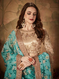 Enchanting Sky Blue Floral Printed Organza Wedding Lehenga Choli - Zeel Clothing