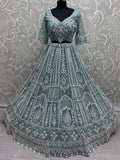 Enchanting Sky-Blue Sequins Net Reception Wear Lehenga Choli - Zeel Clothing