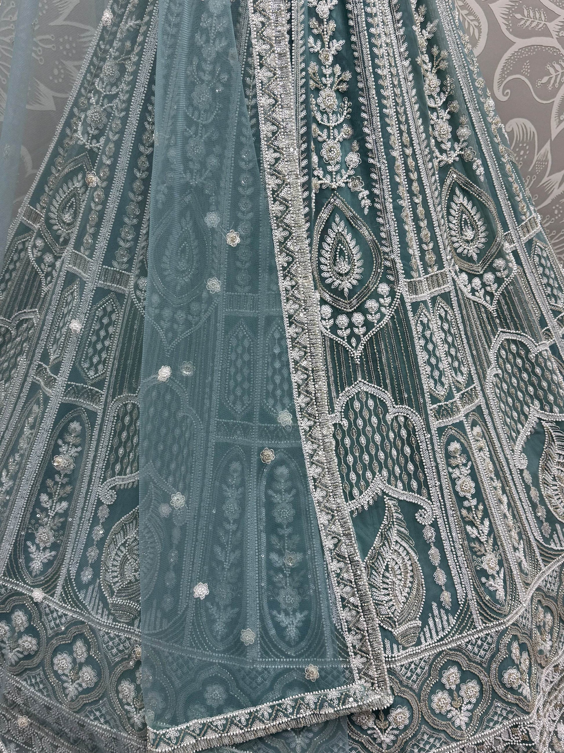 Enchanting Sky-Blue Sequins Net Reception Wear Lehenga Choli - Zeel Clothing