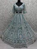 Enchanting Sky-Blue Sequins Net Reception Wear Lehenga Choli - Zeel Clothing