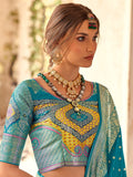 Enchanting Sky Blue Zari Weaving Silk Festival Wear Saree With Blouse - Zeel Clothing