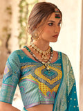 Enchanting Sky Blue Zari Weaving Silk Festival Wear Saree With Blouse - Zeel Clothing