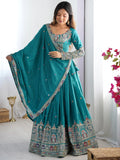 Enchanting Teal Green Thread Work Silk Wedding Lehenga Choli - Zeel Clothing
