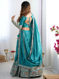 Enchanting Teal Green Thread Work Silk Wedding Lehenga Choli - Zeel Clothing