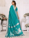 Enchanting Teal Green Zari Weaving Kochi Silk Festive Wear Saree With Blouse - Zeel Clothing