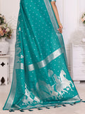 Enchanting Teal Green Zari Weaving Kochi Silk Festive Wear Saree With Blouse - Zeel Clothing
